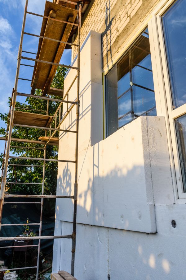 Installation d’isolant en fibre de verre dans des murs de charpente  à Chibougamau